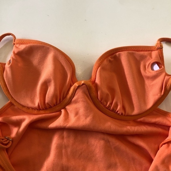 River Island Orange Strappy Chain Detail Underwire One-Piece Swimsuit US 4/8 UK - Picture 10 of 16